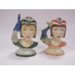 Kevin Francis Two Character Jugs, "Queens of The Nile", Cleopatra and Isis 15cm high. (2).