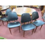 Elliotts of Newbury Set of Four Teak Dining Chairs, circa 1970's with black vinyl seats and backs (