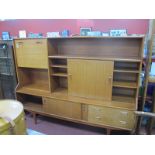 Elliott's of Newbury Teak High Backed Sideboard, with fall front, lower right drawers, sliding doors