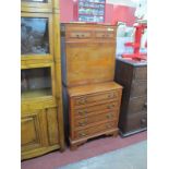 XX Century Yew Wood Escritoire, with two small drawers, fall front, fitted interior, four long