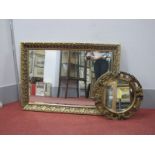 XX Century Gilt Rectangular Wall Mirror, decorated with foliage decoration, bevelled glass, together