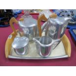 Picquot Ware Four Piece Aluminium Tea Service, together with matching tray.