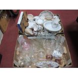 Glass Ware, Brandy, wine glasses, Worcester 'Evesham' tureen, etc:- Two Boxes.