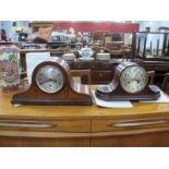 Edwardian Inlaid Mahogany Mantelpiece Clock, with Westminster chimes, 8 day movement example (2).