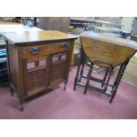 1930's Oak Gate Leg Table, with drop leaves, on barley twist supports, united by stretchers,