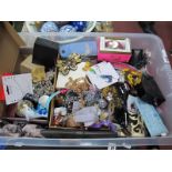 Costume Jewellery, watches, binoculars, ceramic thimbles, etc:- One Box