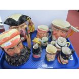 Royal Doulton Character Jugs, 'Night Watchman" and "W.G Grace", with various others from various