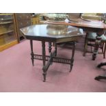 Early XX Century Mahogany Window Table, with octagonal top, on turned legs, united by X stretcher,