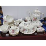 Royal Crown Derby Derby Posies Table China, of forty two pieces including coffee pot, bread plate,