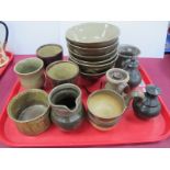 Studio Pottery, to include six bowls, jug, labels, lidded pots etc, some with marks to base (17):-