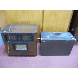 Marconi Type 219 Receiver, 43 high x 46 wide x 27 deep, together with a Singer sewing machine, in