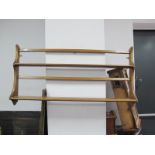 Ercol, Wall rack with shaped sides, two shelves 97cm wide.