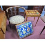 Italian Side Table, with musical facility, Edwardian parlour chair, 1981 Charles and Diana stool. (