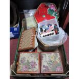 Buttons, cottons, embroidery and other sewing items:- One Box.