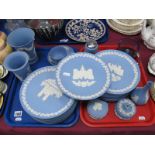 Wedgwpood Jasper Ware Ceramics, to include twenty Christmas plates 1969-1988, Royal Wedding plate
