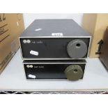 Naim Audio NAP 110 Power Amplifiers, two with one having damage to the front on/off switch, (