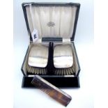 A Pair of Hallmarked Silver Backed Brushes, Charles S. Green & Co, Birmingham 1931, together with