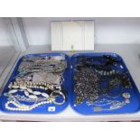 Two Trays of Modern Costume Jewellery, including ornate necklaces, diamante, imitation pearl