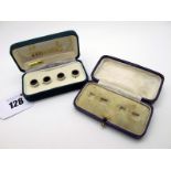 Harrods; A Cased Set of Modern Dress Studs, together with a vintage cufflink case (empty).