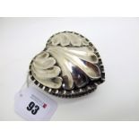 WITHDRAWN A Hallmarked Silver Heart Shape Trinket Box, Birmingham 1890, of shaped textured design, g