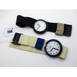 POP Swatch; Two c.1990's Quartz Wristwatches, on elasticated straps. (2)