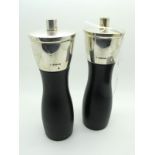 1960's Style Hallmarked Silver Mounted Cole & Mason Salt and Pepper Grinders, TRS, London 2005, of