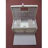 Modern Monsoon Home Cream Jewellery Case, with lift up top, internal mirror and four inner