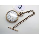 A Gold Plated Cased Openface Pocketwatch, the white dial with black Roman numerals and seconds