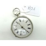 A Hallmarked Silver Openface Pocketwatch, the unsigned white dial with Roman numerals and seconds