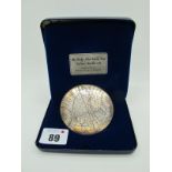 The Drake Silver Medal Map, Limited Edition, issued by the Maritime Museum, 6.9cm dimeter, in
