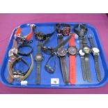 Casio, Ferrari, Adidas, and other modern gent's wristwatches:- One Tray.