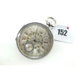 A Chester Hallmarked Silver Openface Pocketwatch, the highly decorative unsigned dial with Roman