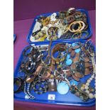 Ethnic Style Costume Jewellery, including bangles, bead necklaces, imitation pearls, etc :- Two