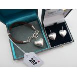 Modern Puffy Heart Earrings, elongated hook fitting indistinctly stamps; together with a multi