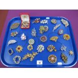 A Collection of Ornate Brooches, including floral sprays, etc :- One Tray