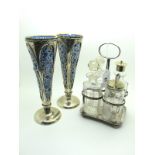 A Pair of Edwardian Matched Hallmarked Silver & Copelands China Vases, William Henry Sparrow,