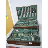 A Viners Kings Pattern Canteen of Plated Cutlery, the fitted case with lift up lid and base