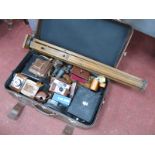 A Brown Suitcase, containing cameras to include Agfa, Dacora, Apollo, to include accessories and