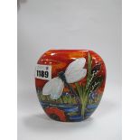 Anita Harris 'Vibrant Dragon, Reeds and Iris' Purse Vase, gold signed, 12cm high.