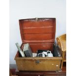 Late XIX Century Brown Painted Tin Trunk, 82cm wide, an Erika Typewriter and books including