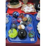 Paperweights - fish, bubble inclusion, mineral eggs, (15):- One Tray.