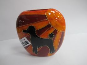 Anita Harris 'Deco Dog' (Poodle) Sunburst Purse Vase, gold signed, 12cm high.