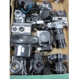 Vintage Cameras - To include Praktica BCS, and EEZ, Minolta XG1, Ricoh 35FM, and Coronet plus one