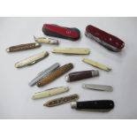 Pen Knives, to include Parry & Son, Richards, George Wostenholme and Swiss army style. (14).