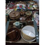 Stoneware Pottery, to include Denby and Studio, comprising lidded jars, mixing bowls and jugs (14):-