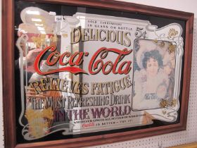 Coca Cola Wall Mirror, in wooden frame, overall 63 x 88.5cm.