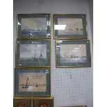 Anthony Flemming, five prints of fishing and sailing boats, etc.