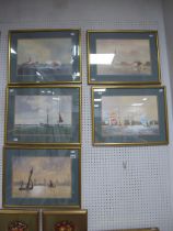 Anthony Flemming, five prints of fishing and sailing boats, etc.