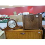 1930's Oak Coal Box, with metal lining, 38.5cm wide, Mahogany dome cased mantle clock with