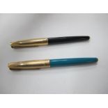 Parker Ink Pen, black body, gilt top and another similar with turquoise body. (2) [529954] [139476]